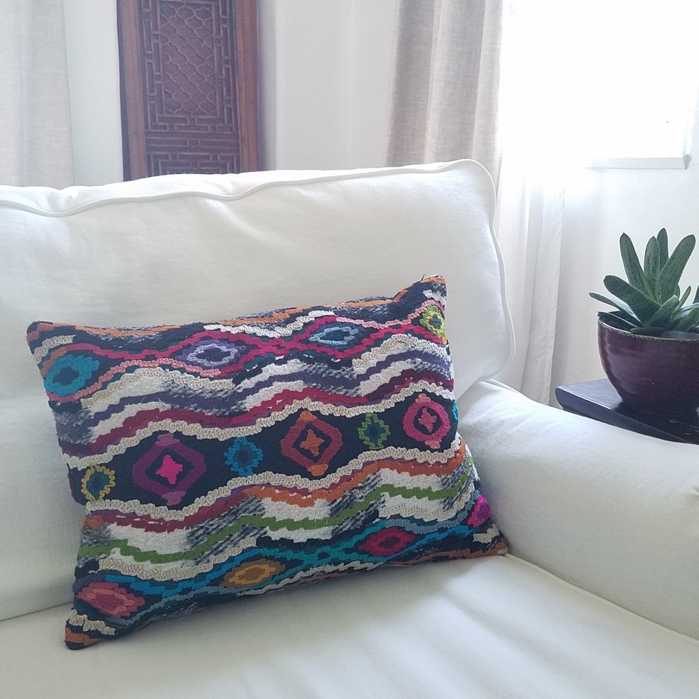 CB2 Embroidered Throw Pillow